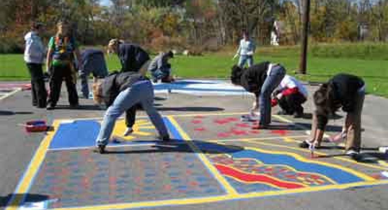 Painted asphalt playground games