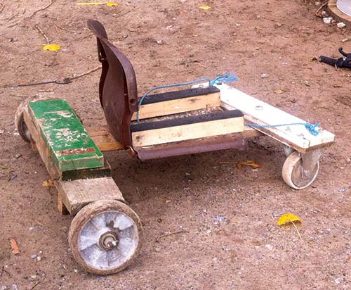 homemade cart - chair on wheels