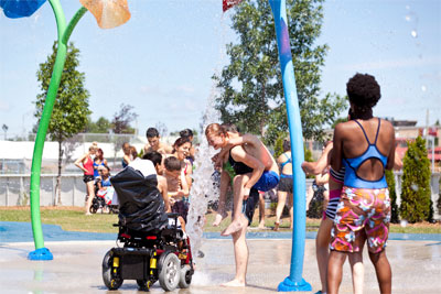 Children of all abilities enjoying a splash pad. Children of all abilities enjoying a splash pad.