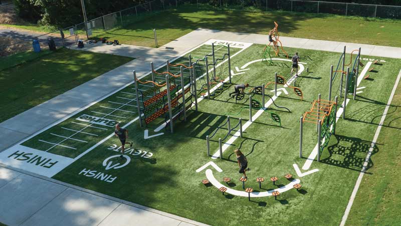 The ELEVATE Fitness Course engages the entire community in outdoor fitness and promotes healthy lifestyles for kids ages 5-12 and everyone 13+. The ELEVATE Fitness Course engages the entire community in outdoor fitness and promotes healthy lifestyles for kids ages 5-12 and everyone 13+.