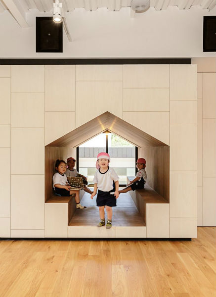 A nursery in Japan has hidey-holes for kids. A nursery in Japan has hidey-holes for kids.