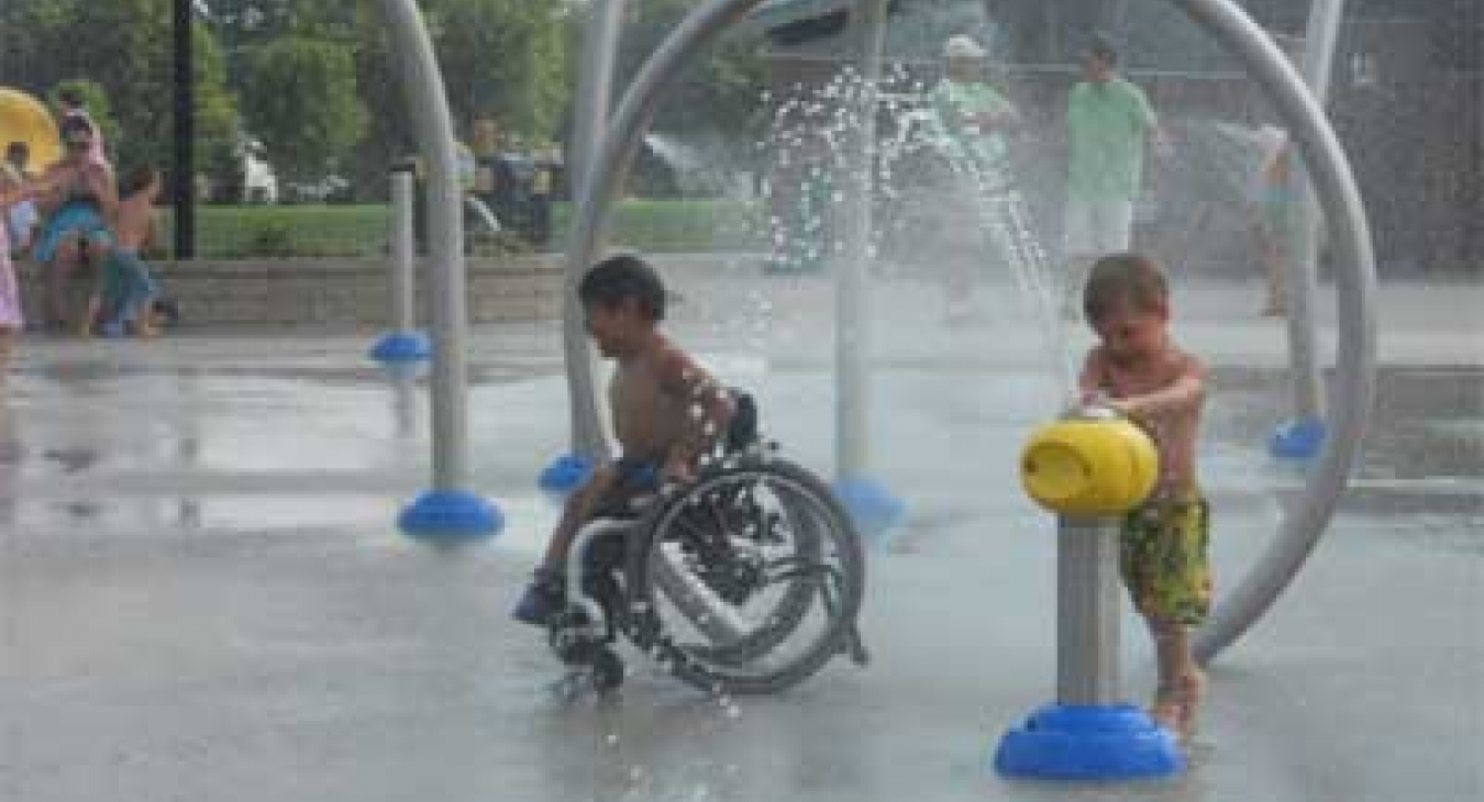Water play in spray parks is inclusive - Developmental Disabilities Awareness Month