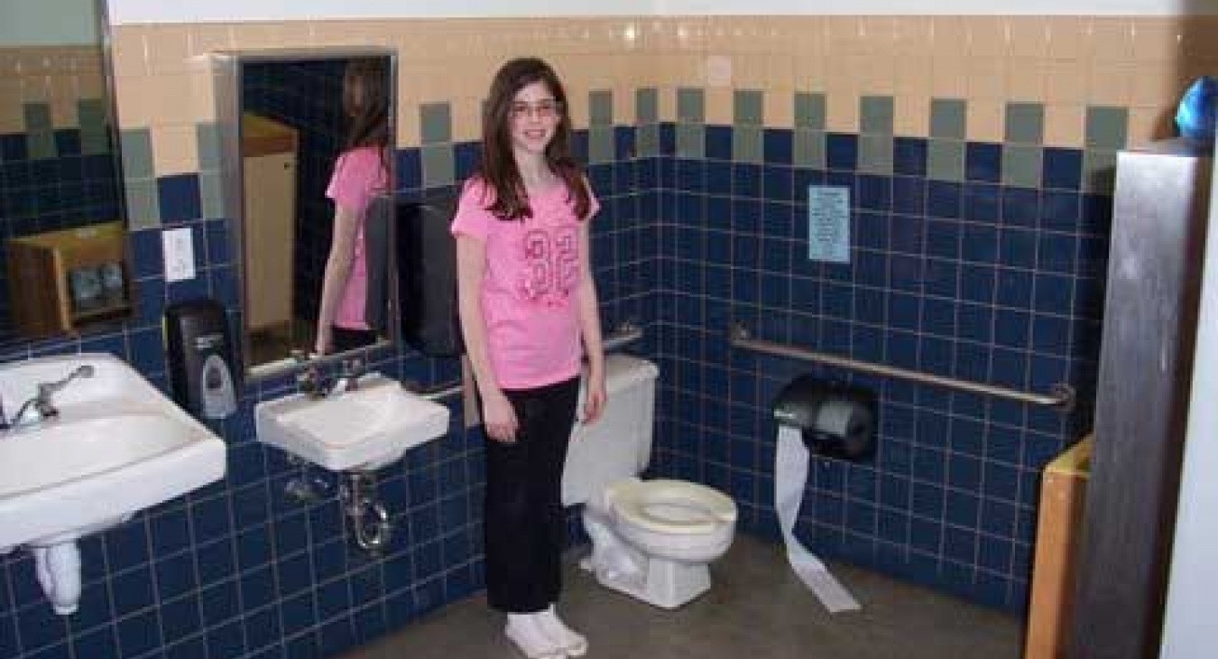 Child-sized sink and toilet
