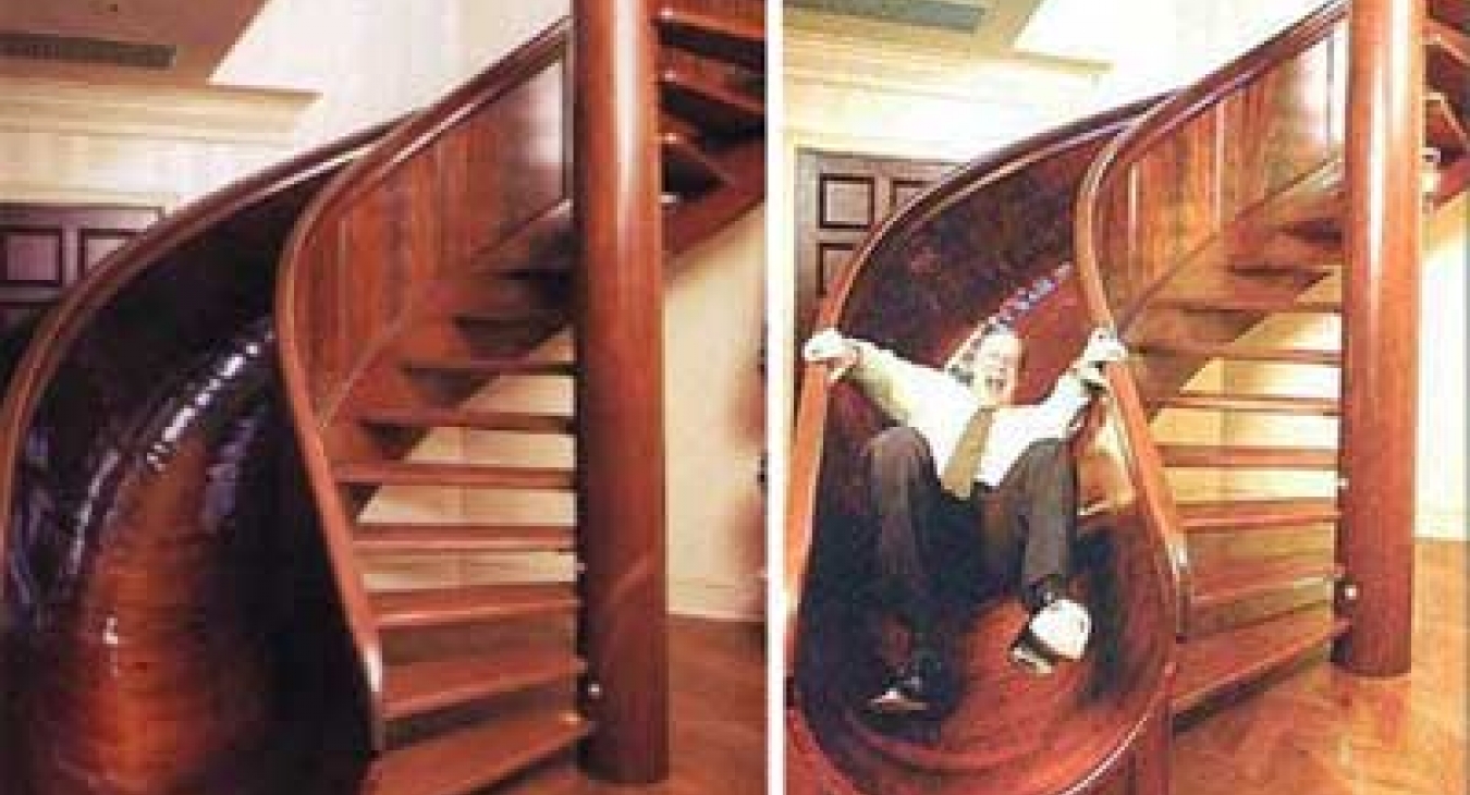 Stair slide in mansion