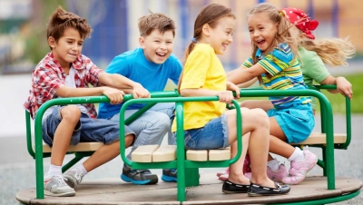 Boys socializing on playground